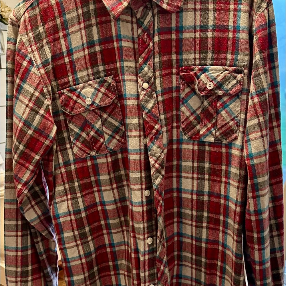 Red and Blue Plaid Casual Button Down Shirt